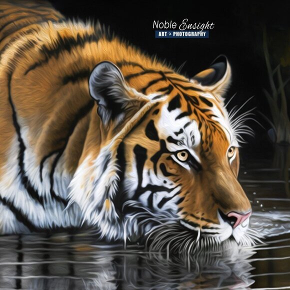 Tiger Watercolor Illustration‎ Art Oil Painting Print - Picture 4 of 4